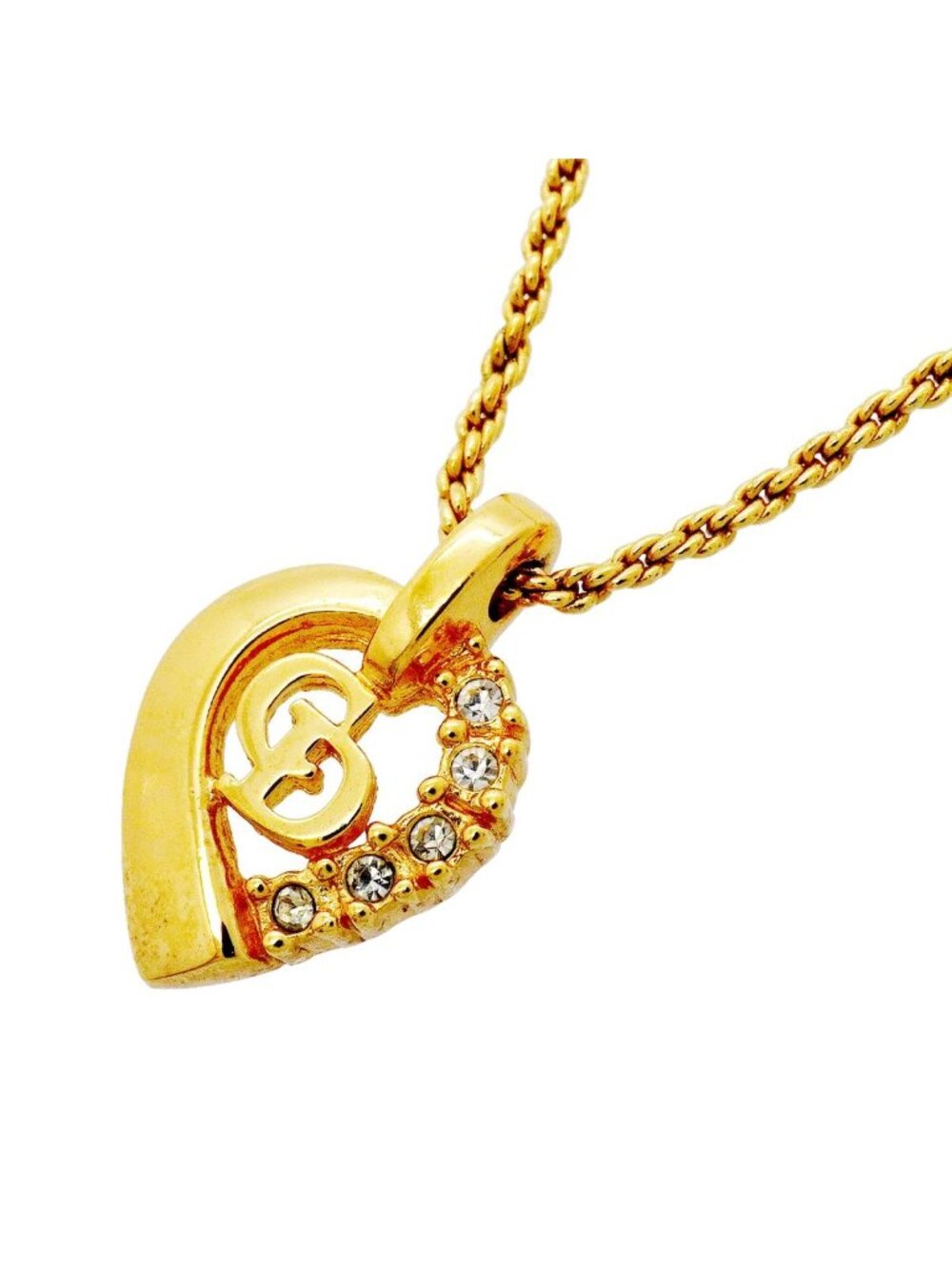 Dior Necklace CD Logo Gold Plated Rhinestone